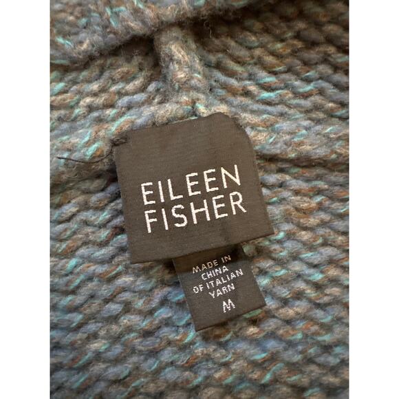 Eileen Fisher Wool Cashmere Blend Hooded Button Front Cardigan Medium - Picture 2 of 8